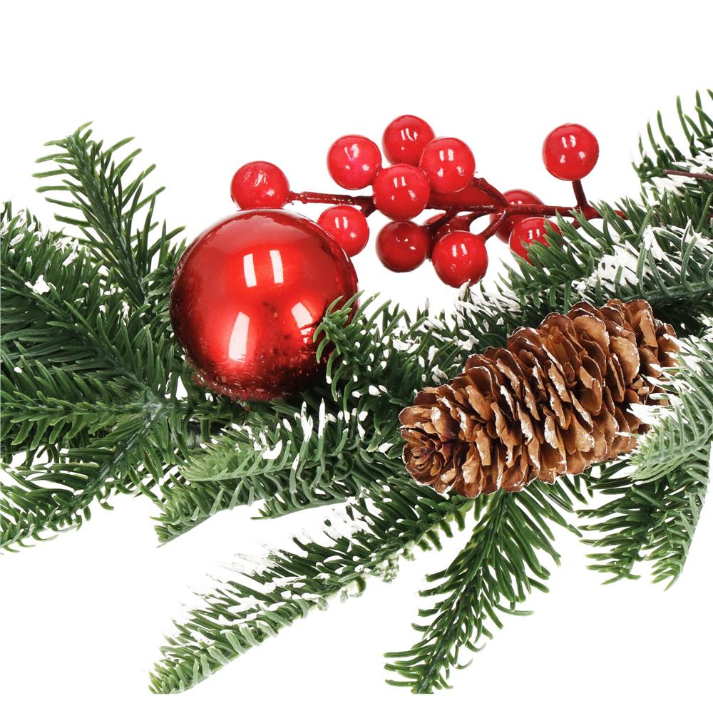 Ghirlanda artificiala decorativa de Craciun, aspect inzapezit, 150 cm, ace 3D, verde