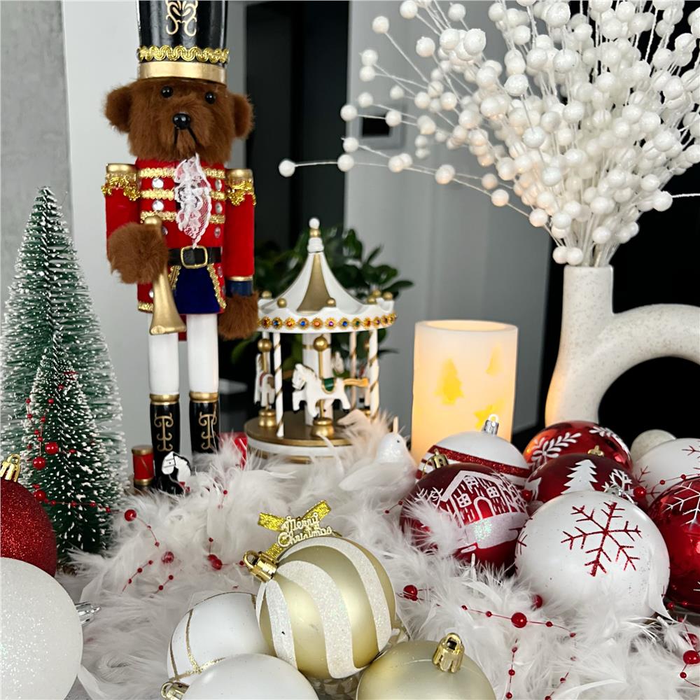 Set globuri de Craciun cu modele de sarbatori, 30 bucati, 6cm, auriu