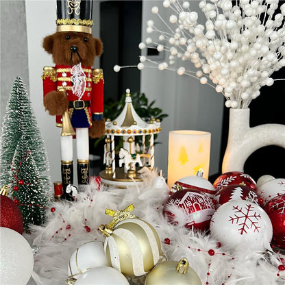 Set globuri de Craciun cu modele de sarbatori, 30 bucati, 6cm, auriu