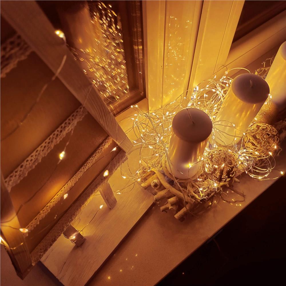 Instalatie lumina decorativa cu 500 LED-uri, 48m, iluminare galbena