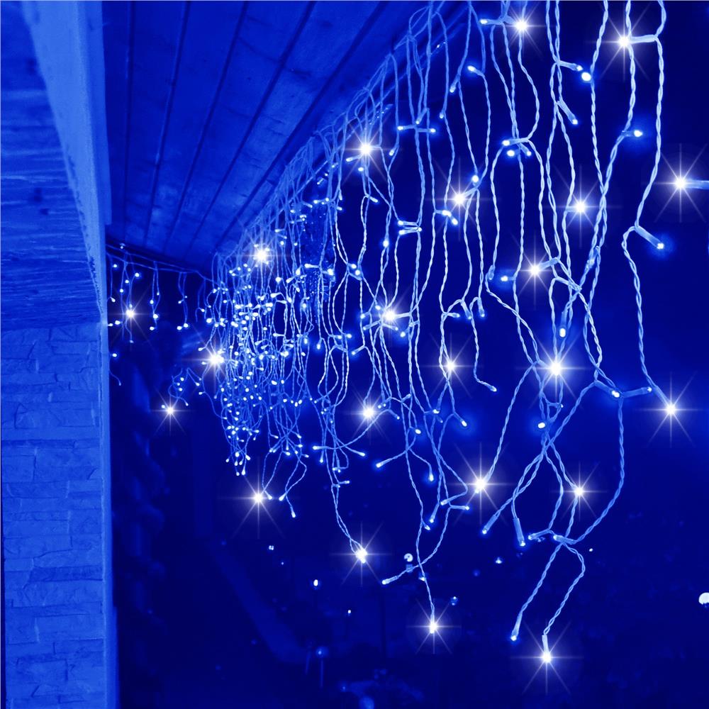 (DL) Ghirlanda luminoasa tip perdea 300 LED-uri, 12m, pentru interior/exterior, cu flash, iluminare albastra