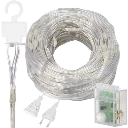 Ghirlanda luminoasa tip perdea 300 LED-uri, 3x3m, pentru interior, cu telecomanda, alb cald (galben)