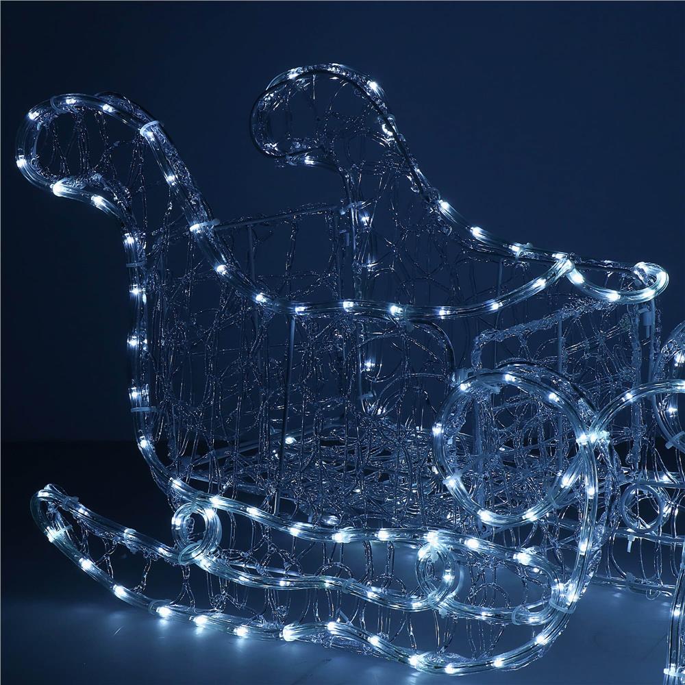 Instalatie lumini pentru Craciun, 2 reni cu sanie, , 480 LED-uri, 150cm, alb rece