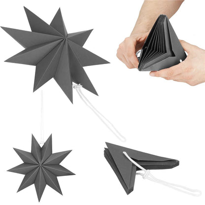 Stea decorativa 3D din hartie, cu 9 colturi, 30cm, argintie