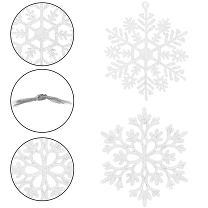 Decoratiune brad fulg de zapada, set 12 bucati, 9-10cm, alb