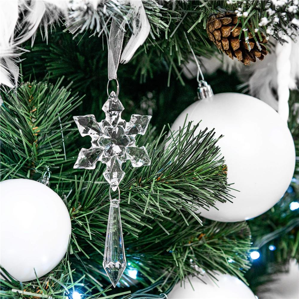 Set globuri de Craciun, 20 bucati, 5 modele, 6cm, alb