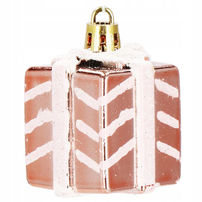 Set globuri si decoratiuni de Craciun, 77 piese, diverse dimensiuni, roz auriu