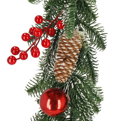 Ghirlanda artificiala decorativa de Craciun, aspect inzapezit, 150 cm, ace 3D, verde