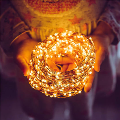 Instalatie lumina decorativa cu 500 LED-uri, 48m, iluminare galbena