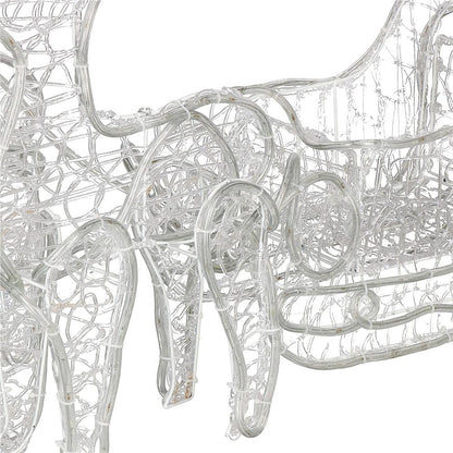 Instalatie lumini pentru Craciun, 2 reni cu sanie, , 480 LED-uri, 150cm, alb rece