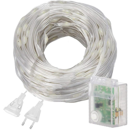 Ghirlanda luminoasa tip perdea 300 LED-uri, 3x3m, pentru interior, cu telecomanda, alb cald (galben)