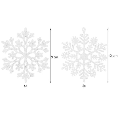 Decoratiune brad fulg de zapada, set 12 bucati, 9-10cm, alb