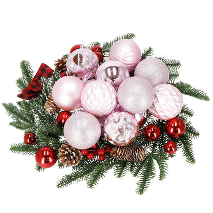Set globuri de Craciun, 30 bucati, 6 modele, 8cm, roz