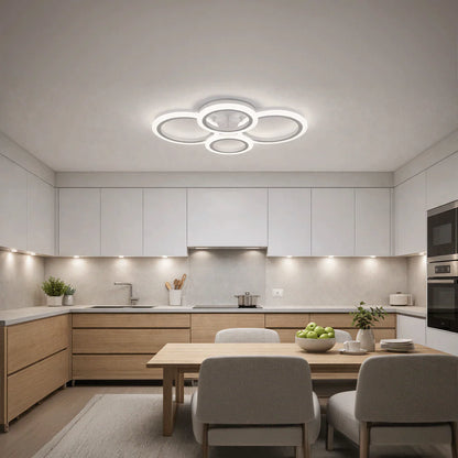 Lustra LED Telecomanda 44W Alb BETTY - 4 Cercuri, Dimabila, Lumina Rece/Calda/Neutra