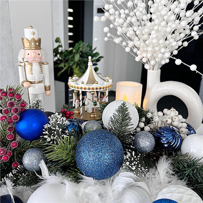 Set globuri de Craciun, 20 bucati, 3 modele, 4cm, albastru marin