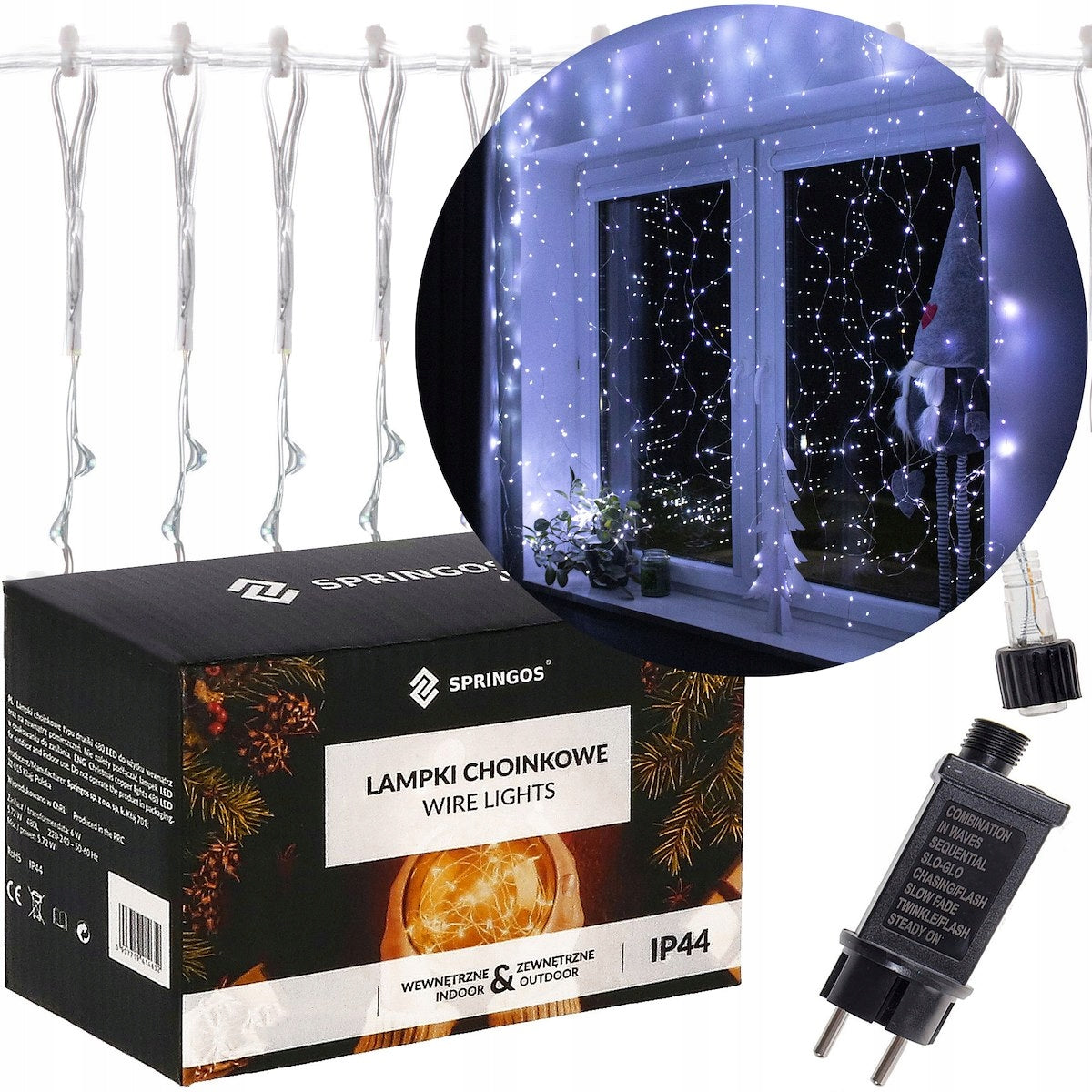 Ghirlanda luminoasa tip perdea 400 LED-uri, 3m, pentru interior/exterior, iluminare alba