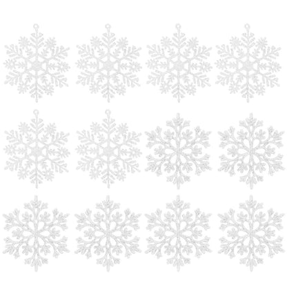 Decoratiune brad fulg de zapada, set 12 bucati, 9-10cm, alb