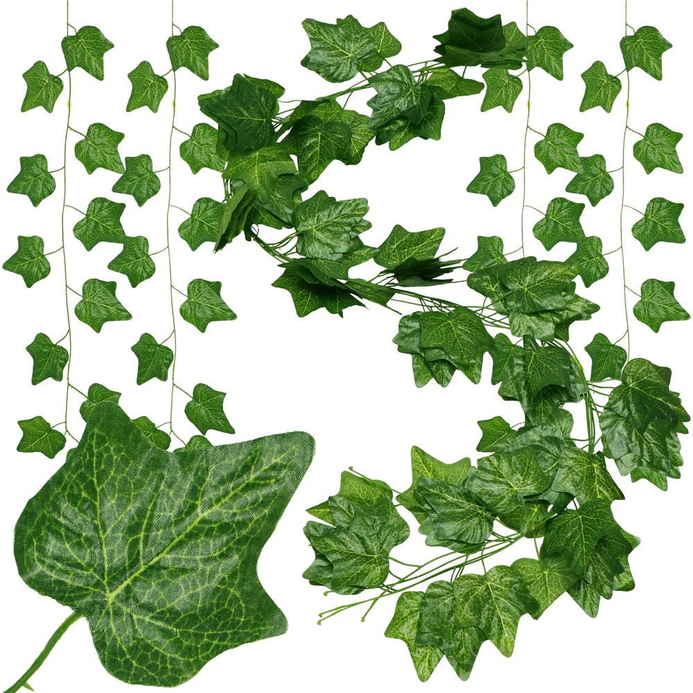 Set 6 ghirlande iedera artificiala pentru decorare, 6x233cm, frunze mari, verde