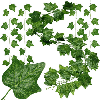 Set 6 ghirlande iedera artificiala pentru decorare, 6x233cm, frunze mari, verde