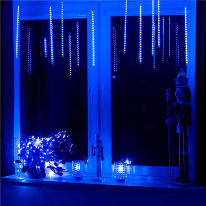 Instalatie de Craciun, 10 tuburi, 50cm, 480 LED, ploaie de meteoriti, albastru