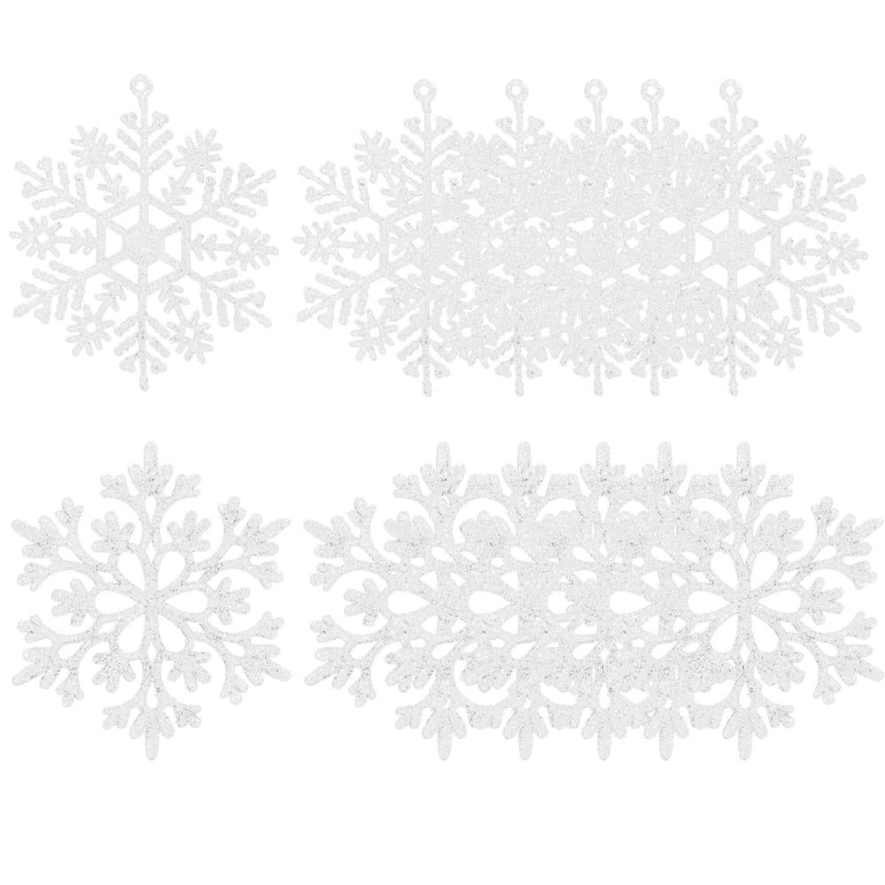 Decoratiune brad fulg de zapada, set 12 bucati, 9-10cm, alb