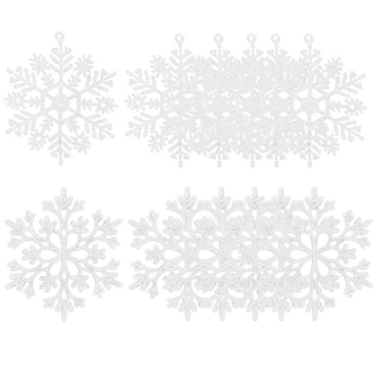 Decoratiune brad fulg de zapada, set 12 bucati, 9-10cm, alb