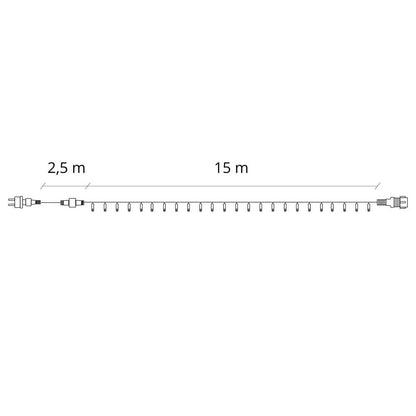 Instalatie lumini pentru bradul de Craciun, 17,5 metri, 300 LED-uri, 8 functii, alb cald