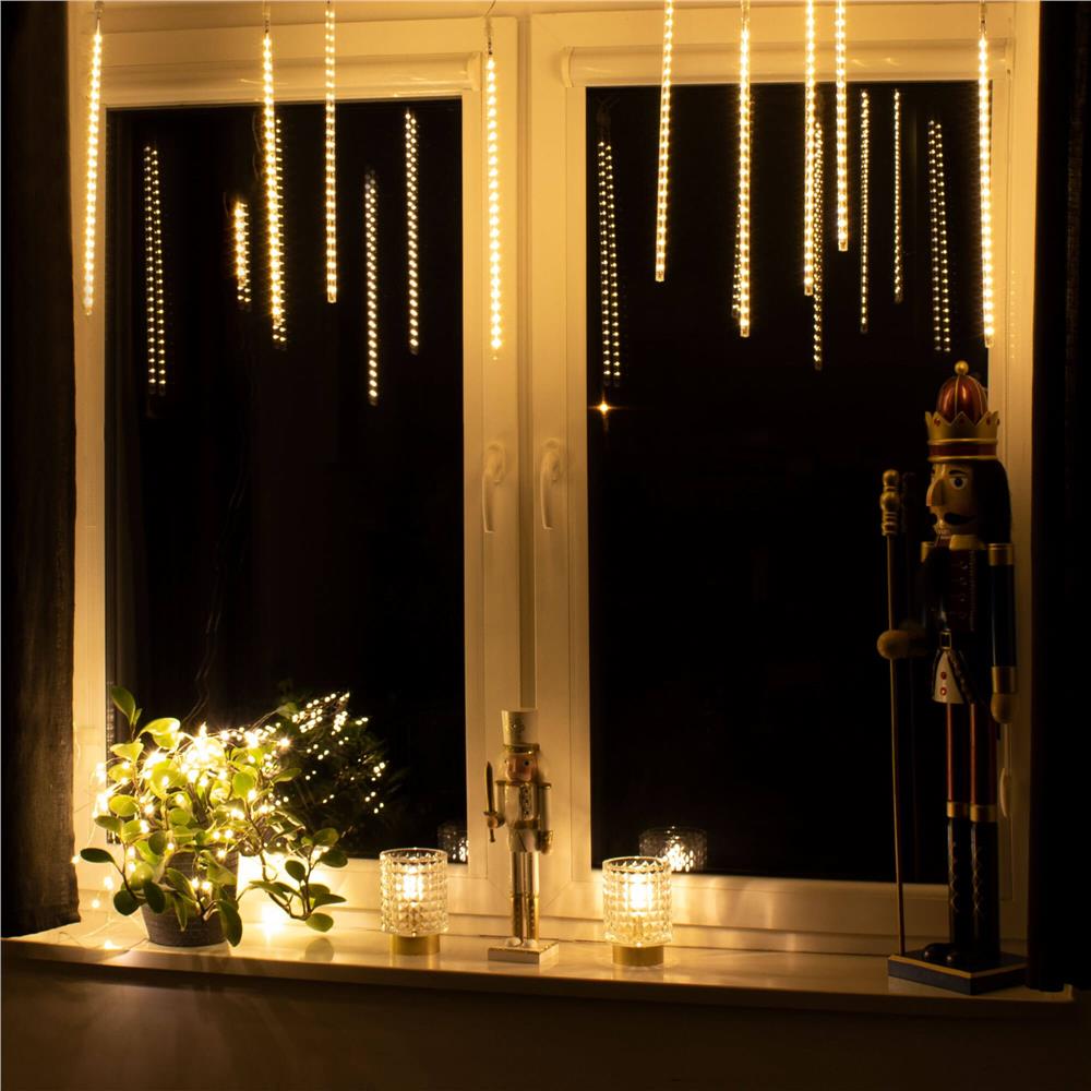 Instalatie de Craciun, 10 tuburi, 50cm, 480 LED, ploaie de meteoriti, galben