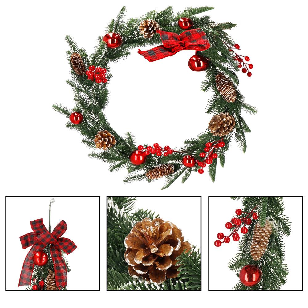 Ghirlanda artificiala decorativa de Craciun, aspect inzapezit, 150 cm, ace 3D, verde