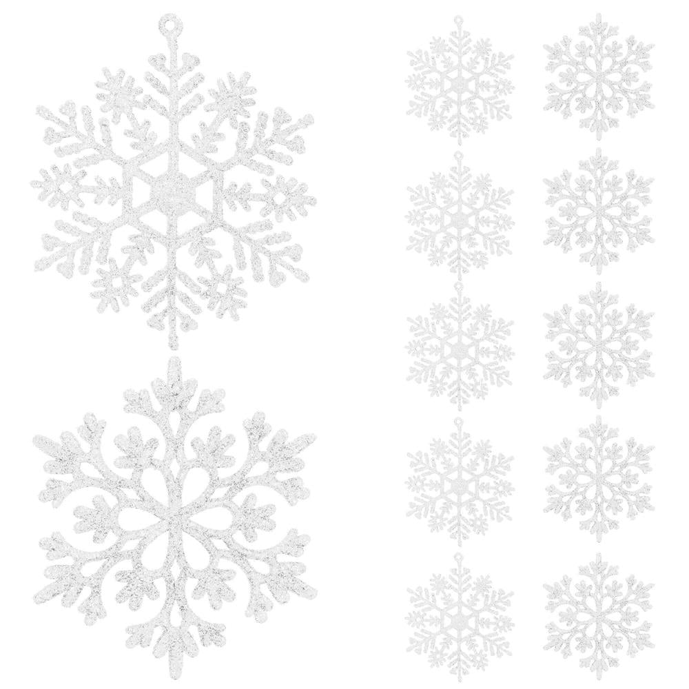 Decoratiune brad fulg de zapada, set 12 bucati, 9-10cm, alb