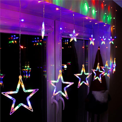 Ghirlanda luminoasa tip perdea cu stelute 138 LED-uri, 2m, pentru interior/exterior, iluminare multicolor