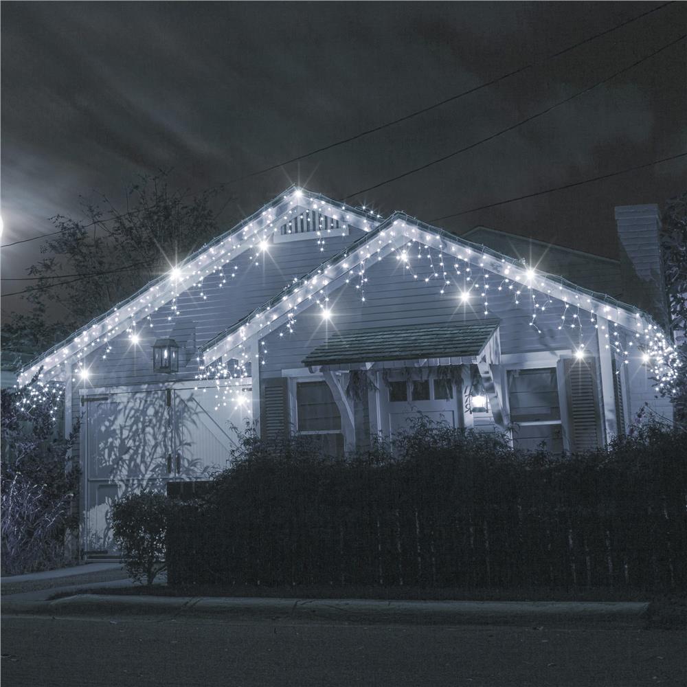 Ghirlanda luminoasa tip perdea 300 LED-uri, 12m, pentru interior/exterior, cu flash, iluminare alba