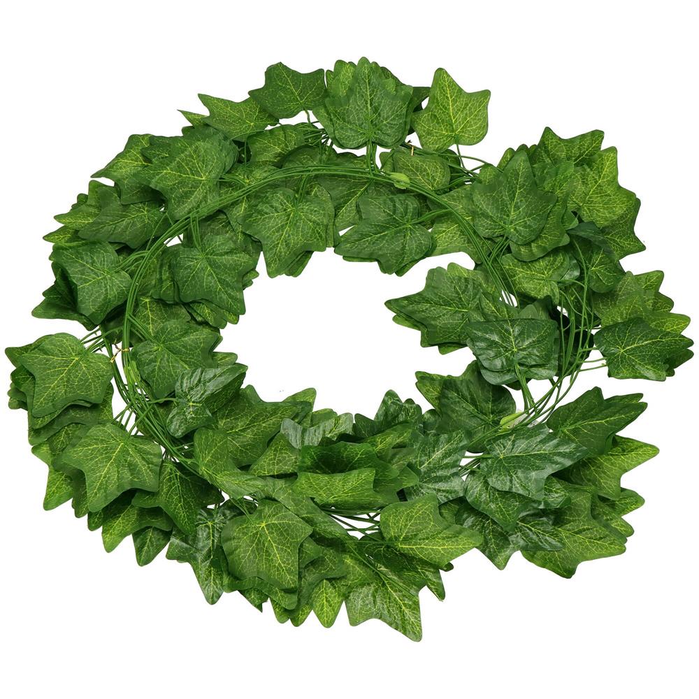 Set 6 ghirlande iedera artificiala pentru decorare, 6x233cm, frunze mari, verde