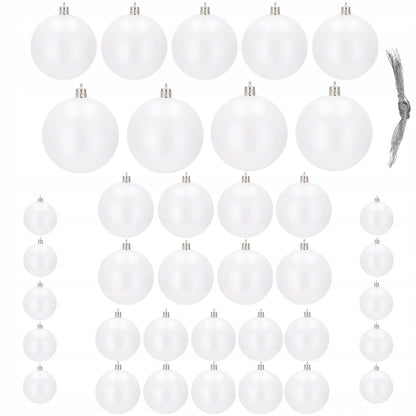 Set globuri de Craciun, 37 bucati, 3-8cm, alb perla