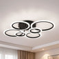 Lustra LED cu Telecomanda, Betty, 6 Cercuri, 82W, Lumina Rece/Calda/Neutra, Dimabila, Negru