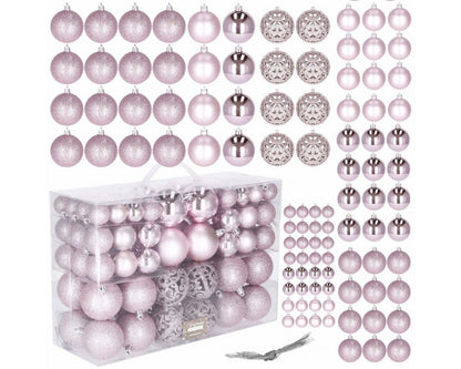 Set globuri de Craciun, 100 bucati, 3-6cm, roz