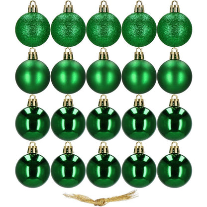 Set globuri de Craciun, 20 bucati, 3 modele, 4cm, verde