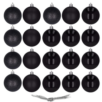 Set globuri de Craciun, 20 bucati, 3 modele, 4cm, negru