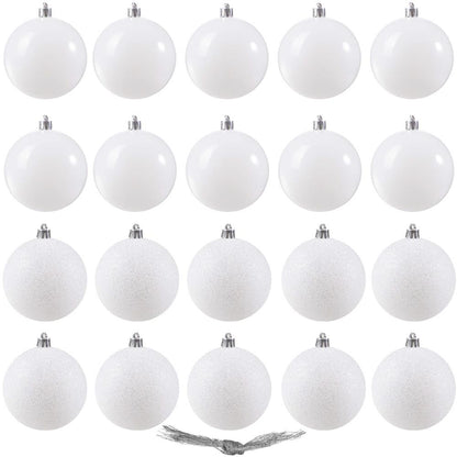 Set globuri de Craciun, 20 bucati, 6cm, alb perlat