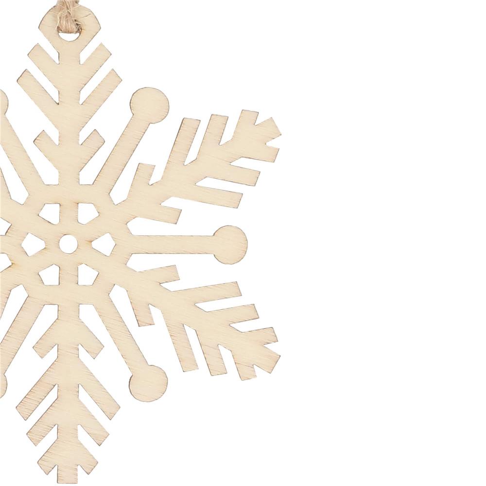 Decoratiune brad fulg de zapada din lemn, set 6 bucati, maro