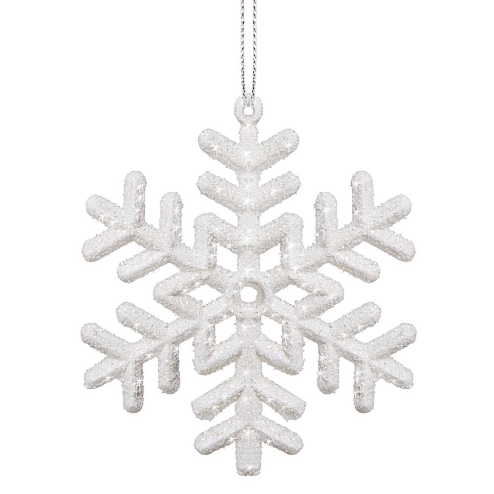 Decoratiune brad fulg de zapada, set 3 bucati, 8cm, alb