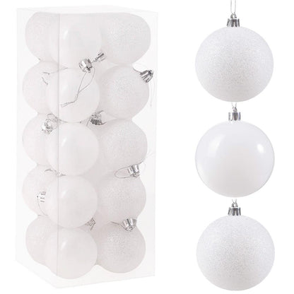Set globuri de Craciun, 20 bucati, 8cm, alb perlat