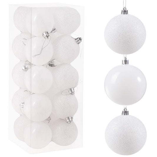 Set globuri de Craciun, 20 bucati, 8cm, alb perlat