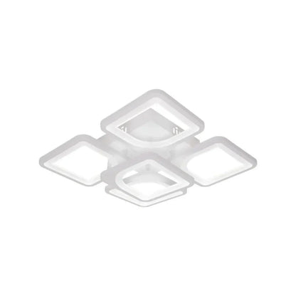 Lustra LED cu Telecomanda, ZOE, 5 Patrate, 96W, Lumina Rece/Calda/Neutra, Dimabila, Alb