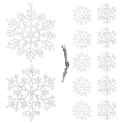 Decoratiune brad fulg de zapada, set 12 bucati, 9-10cm, alb