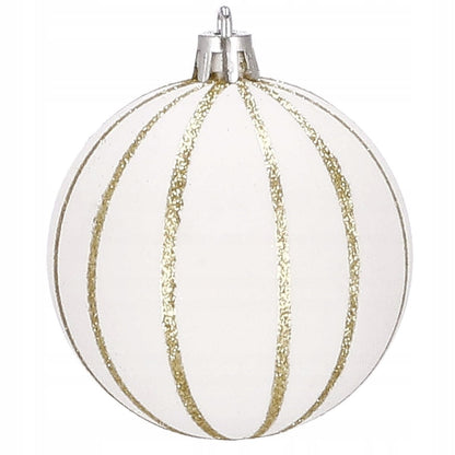 Set globuri de Craciun cu modele de sarbatori, 30 bucati, 7cm, alb auriu