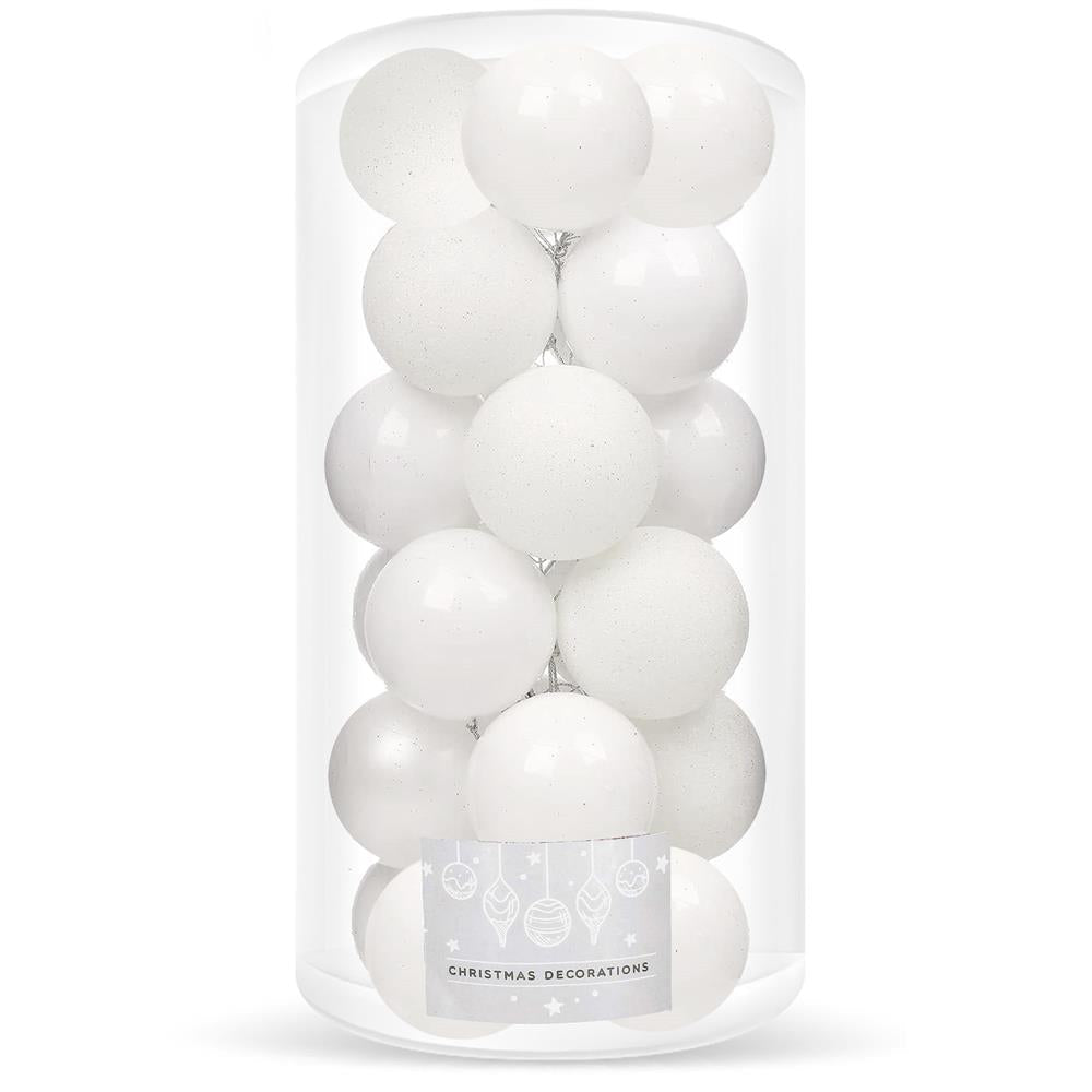 Set globuri de Craciun, 20 bucati, 3 modele, 4cm, alb