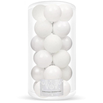 Set globuri de Craciun, 20 bucati, 3 modele, 4cm, alb