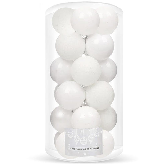 Set globuri de Craciun, 20 bucati, 3 modele, 4cm, alb