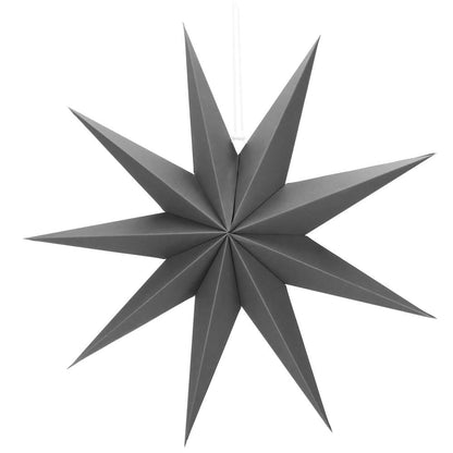 Stea decorativa 3D din hartie, cu 9 colturi, 60cm, argintie